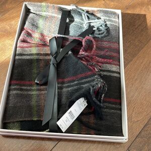 Black Brown 1826 Country Plaid Wool-Cashmere Scarf-OLIVE-One Size